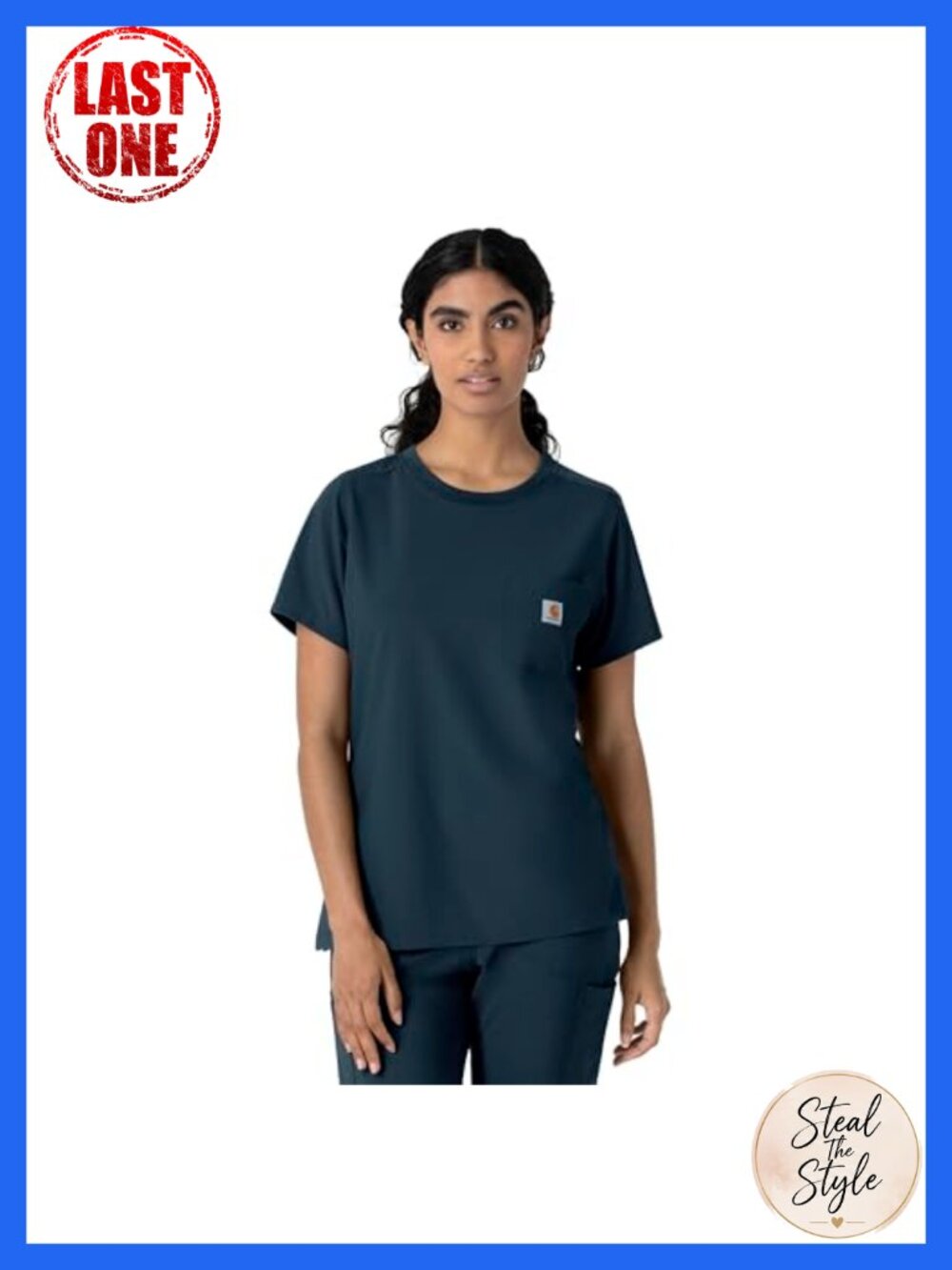 Women's Crew Neck Scrub Top Polyester Blend Short Sleeve